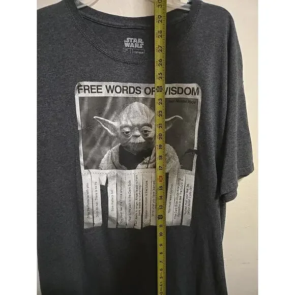 T Shirts - Star Wars Yoda Free Words Of Wisdom Gray L - Excellent Condition - Picture 5 of 7